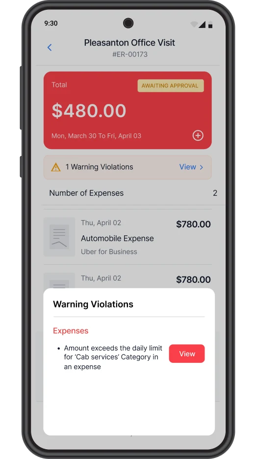 policy agent in Zoho Expense Android app
