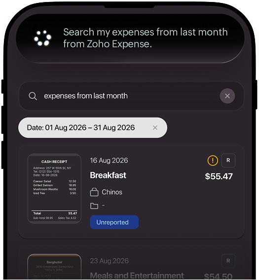Spend lookup in Zoho Expense