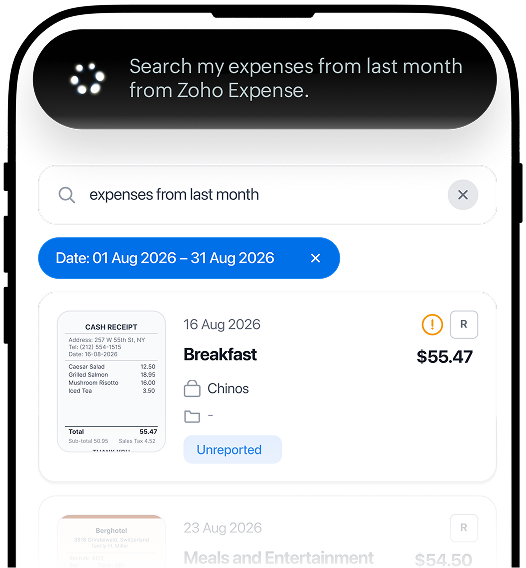 Spend lookup in Zoho Expense