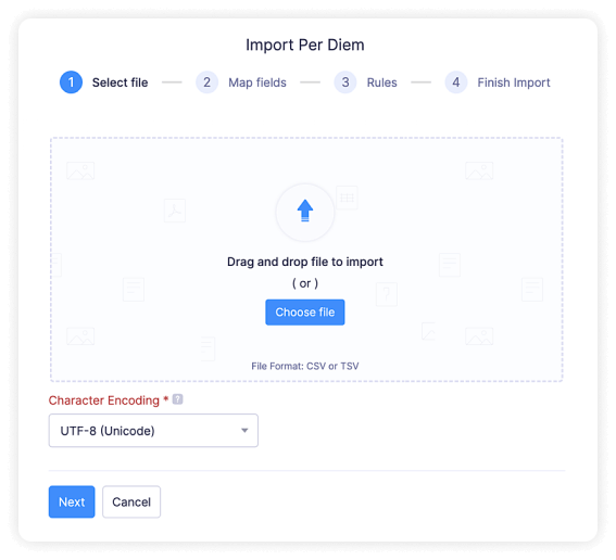 Import per diem rates