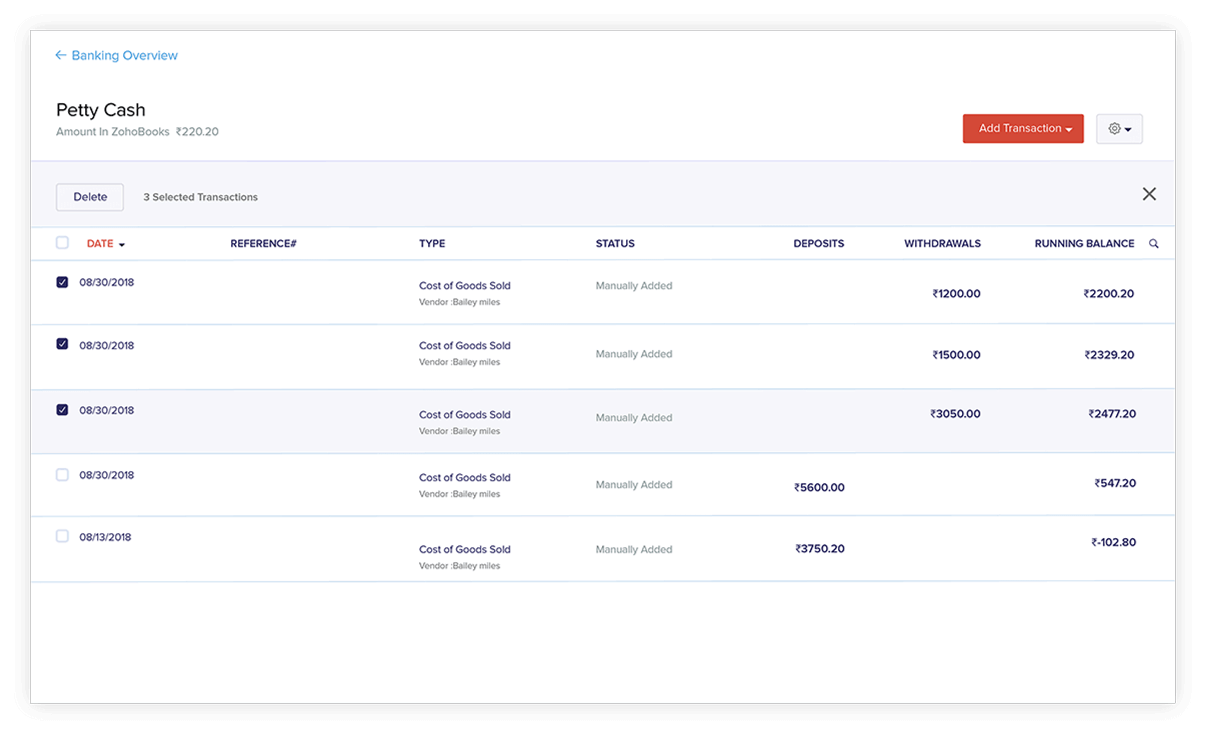 Bulk Banking Transaction - Bank Account Reconciliation Software | Zoho Books