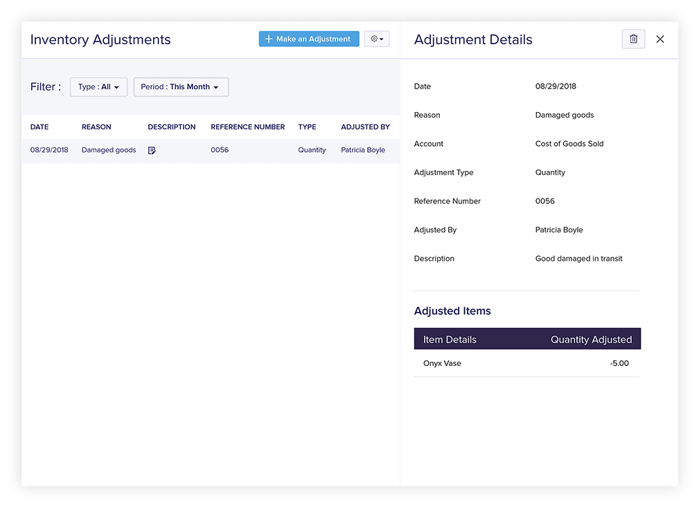 Inventory Adjustment - Accounting Software with Inventory Tracking | Zoho Books 