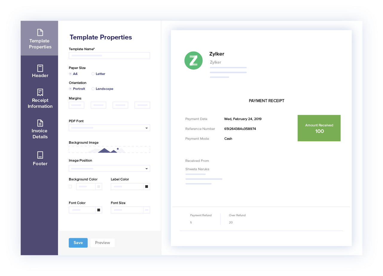 Customize Payment Receipts - Accept Credit Card Payments Online | Zoho Books