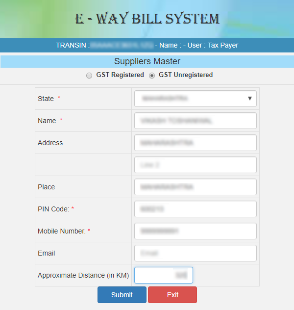 SUPPLIER MASTER FOR GST UNREGISTERED