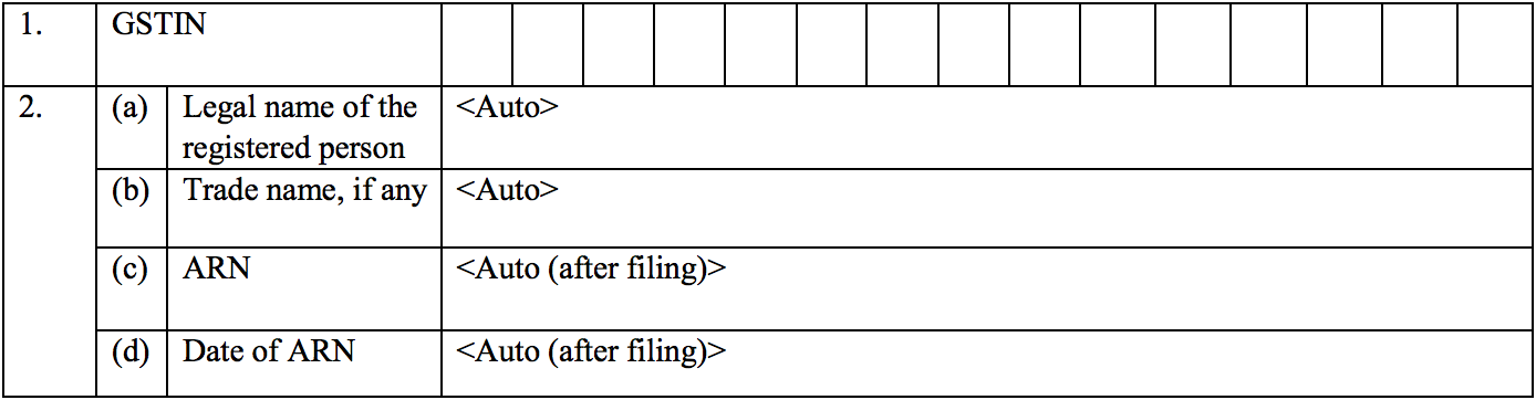 General details in Sugam return form GST RET-3