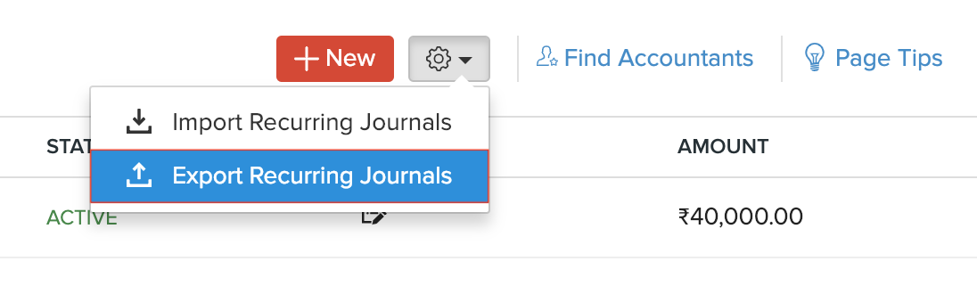 Select Export Recurring Journals