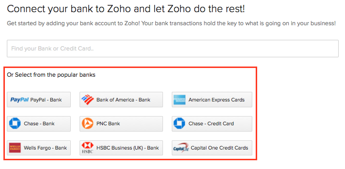 Banking Help Zoho Books