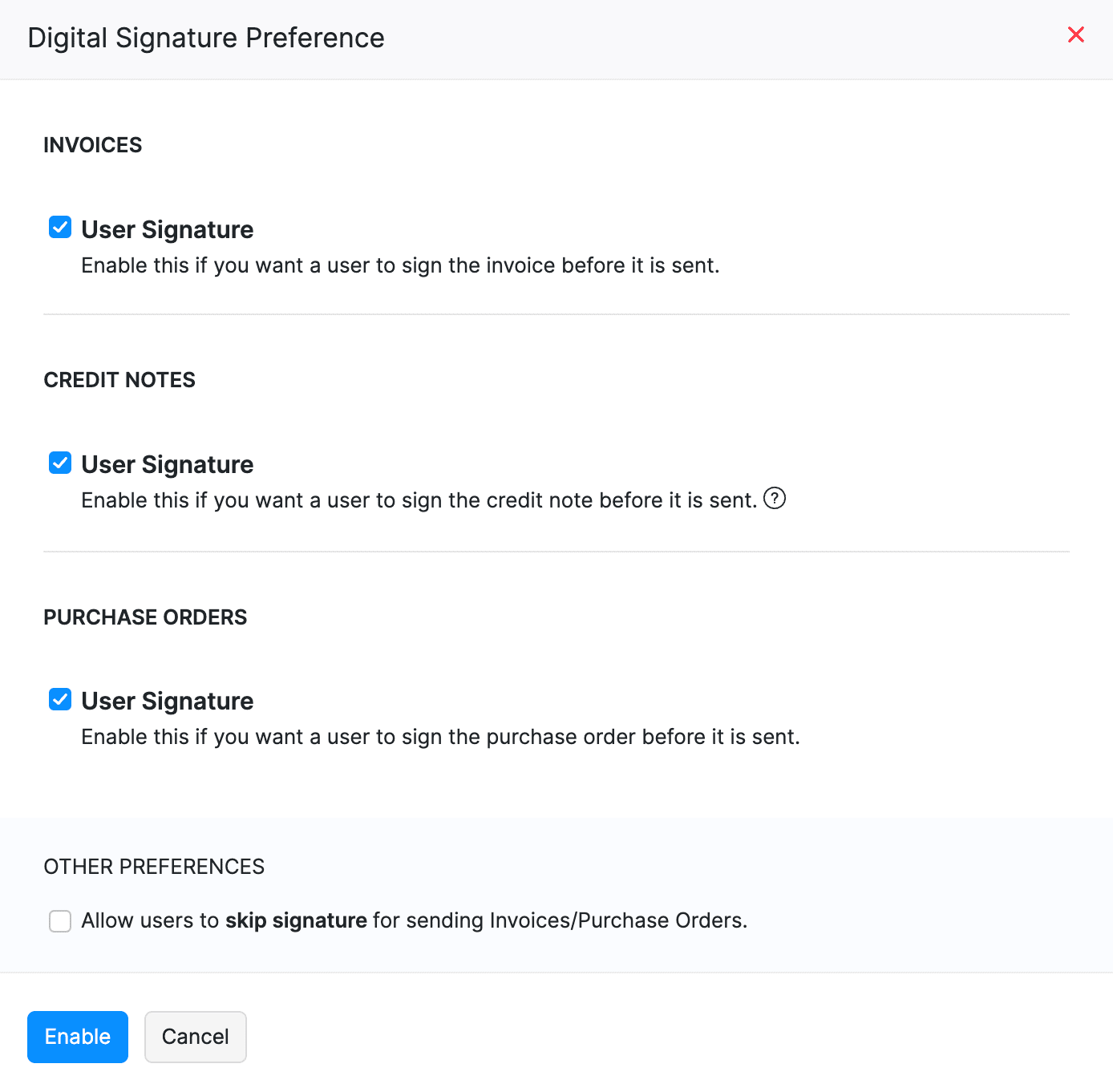 Digital Signature Preference