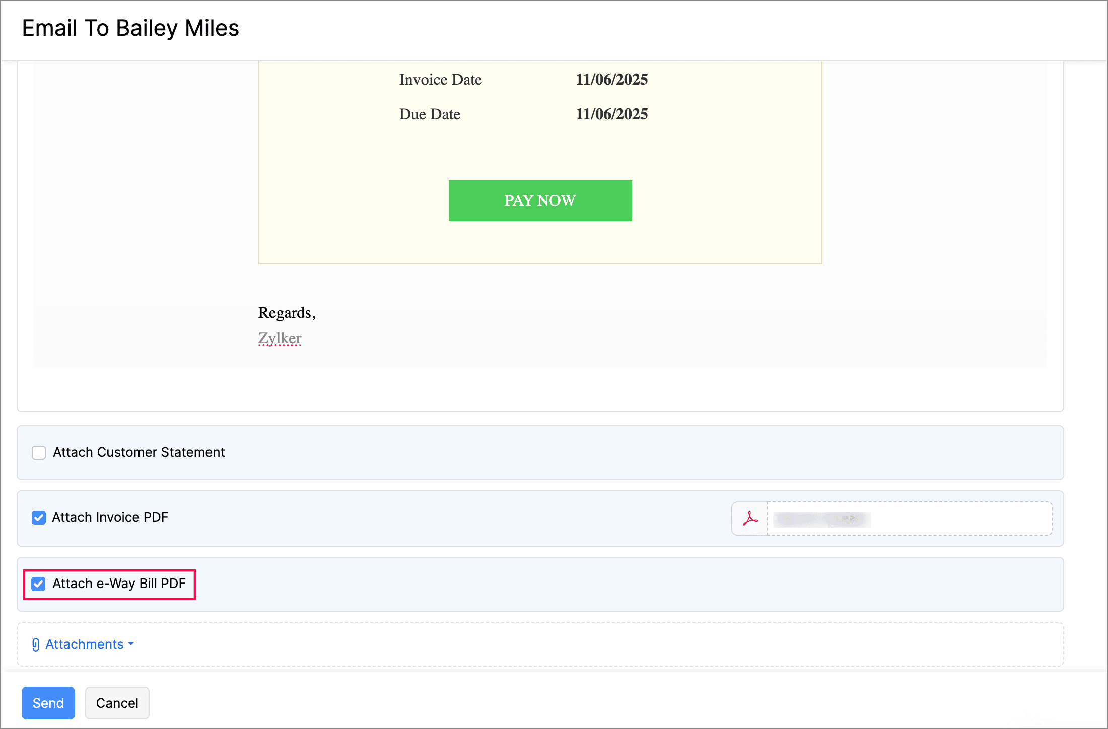 Attach e-Way Bill PDF