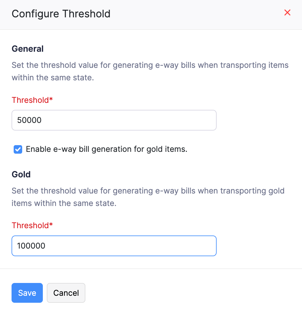 Enable e-Way Bills for Gold