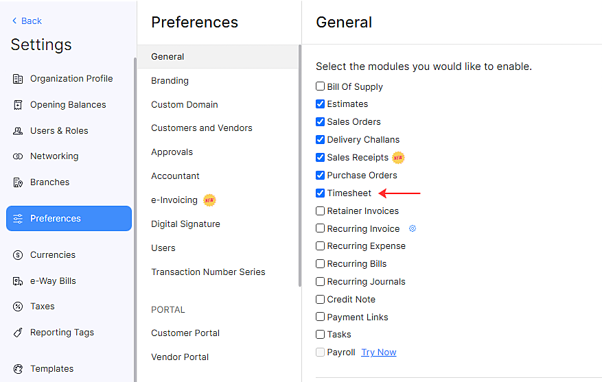 Select Timesheet