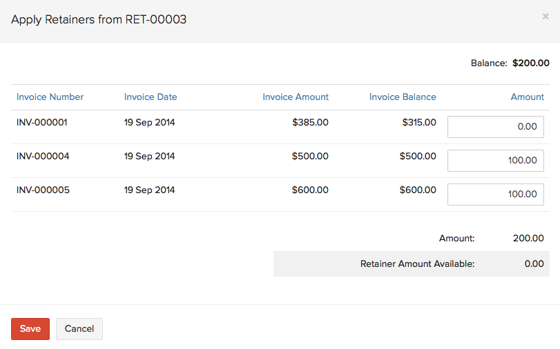 Retainer to Multiple Invoice