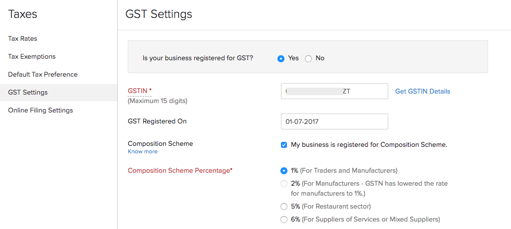 GST Settings