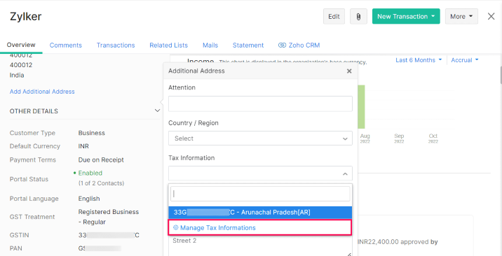 Manage Tax Informations from Tax informations