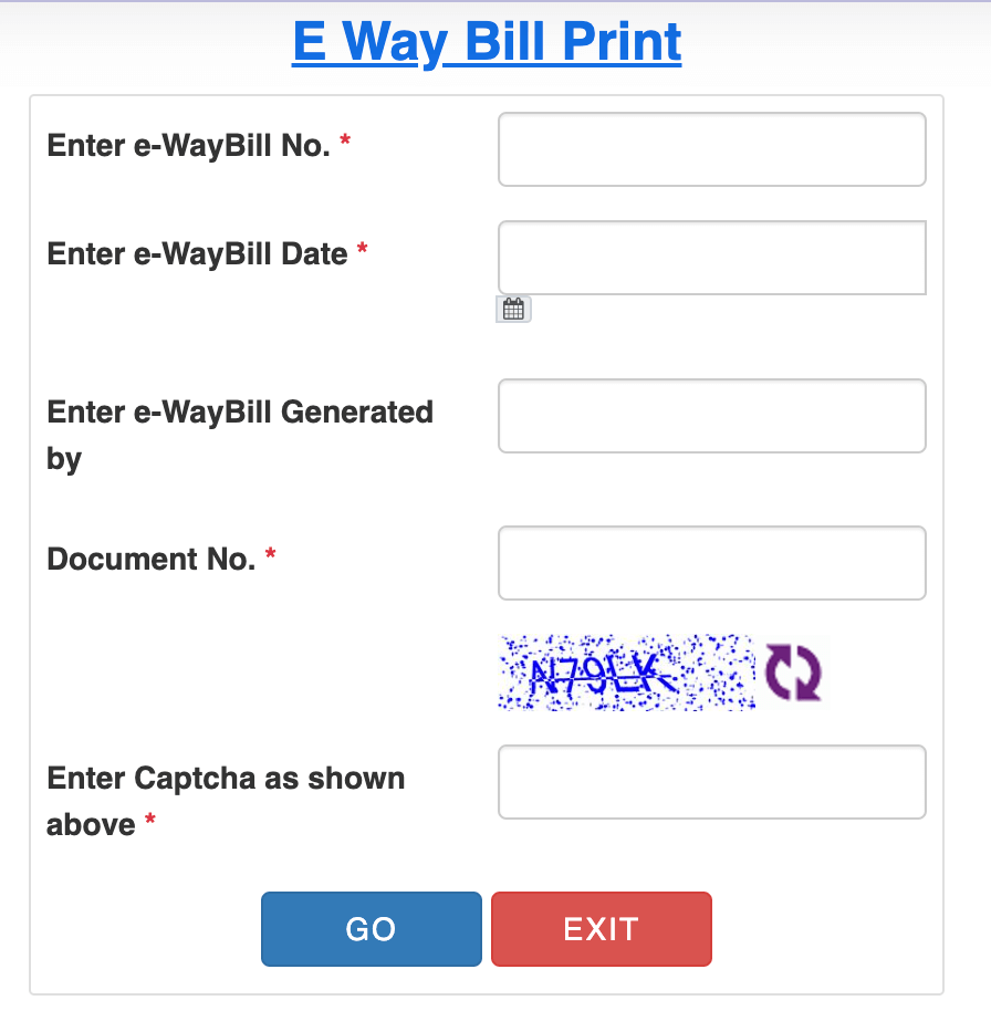 Enter the e-way bill details and click Go