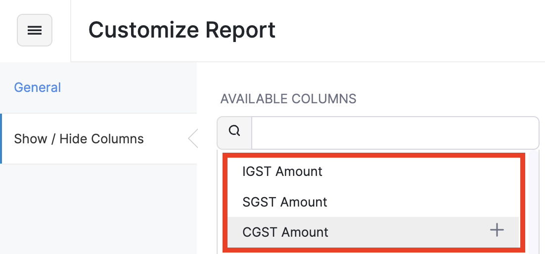 Select the GST components