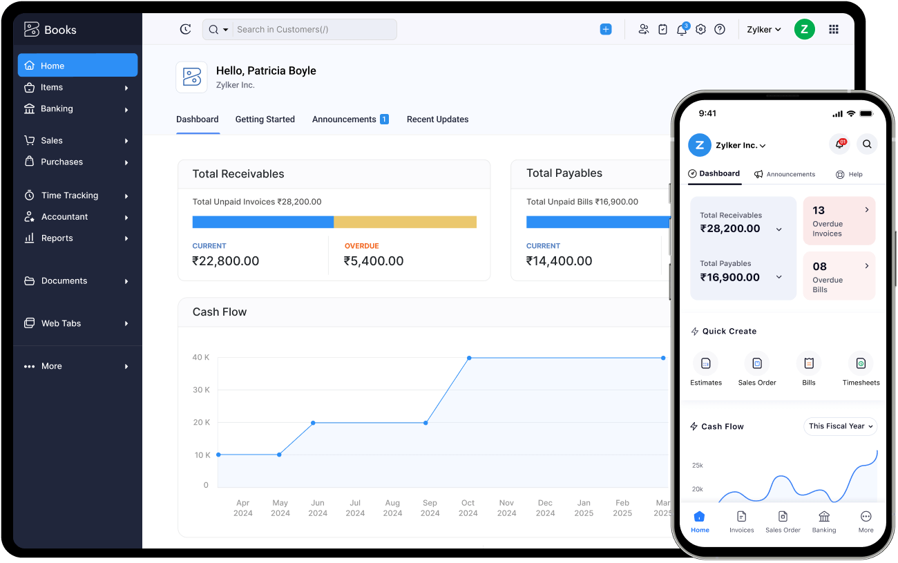 Dashboard - Online Accounting Software | Zoho Books