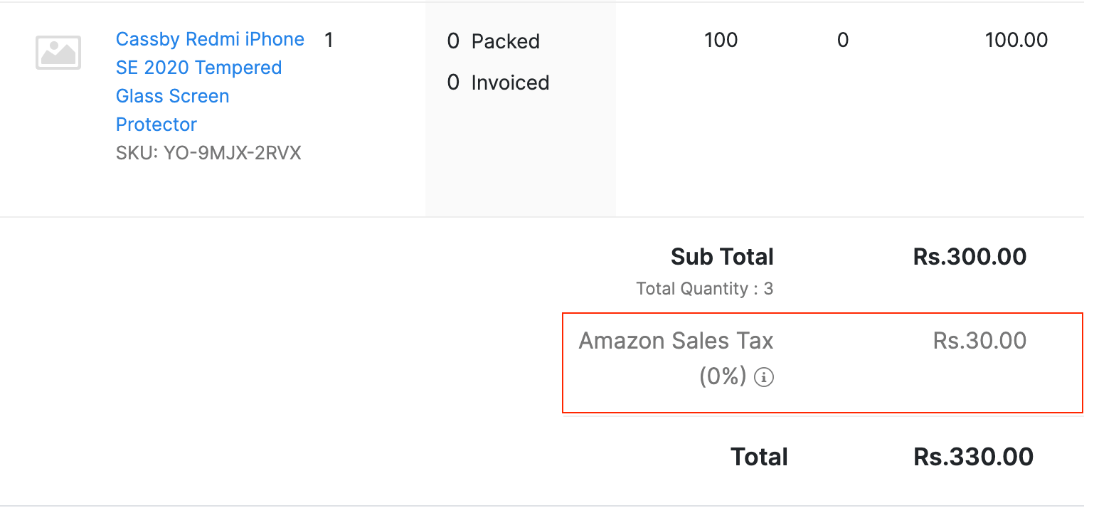 Inter state tax in amazon order