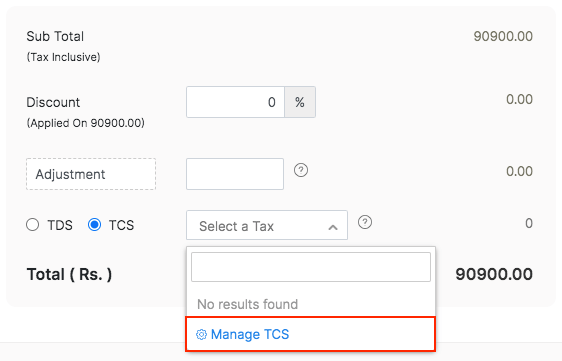 Manage TCS