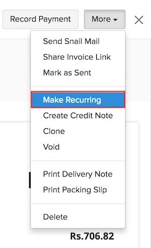Making an invoice recurring