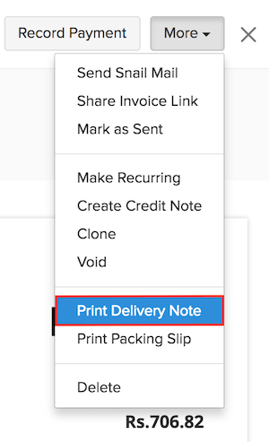 Printing a Delivery Note
