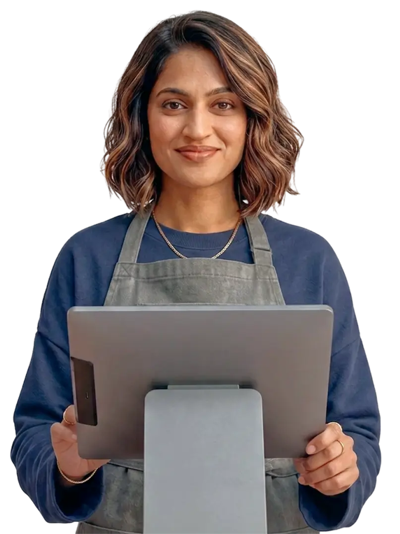 Retail professional in scrubs