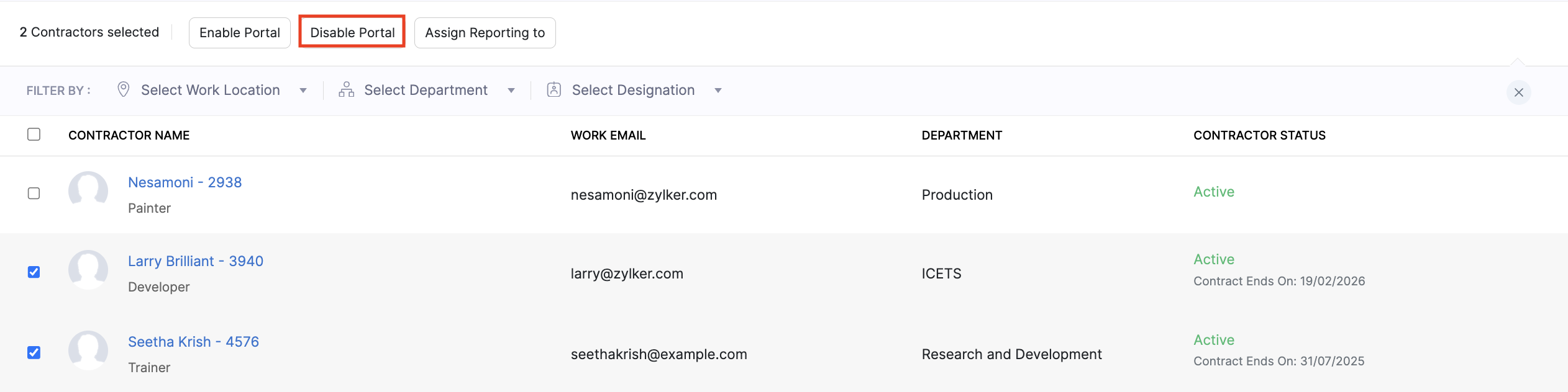 Assign Reporting Manager