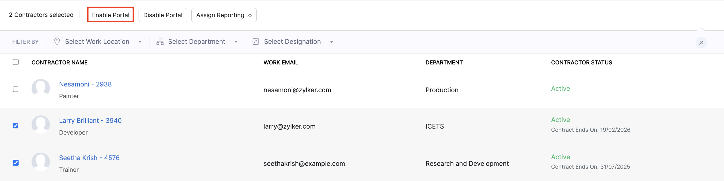 Assign Reporting Manager