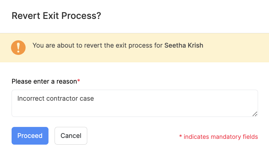 Revert Exit Process