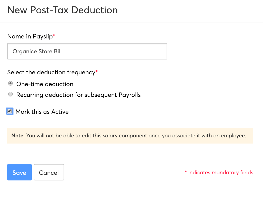 Add Post-tax Deduction
