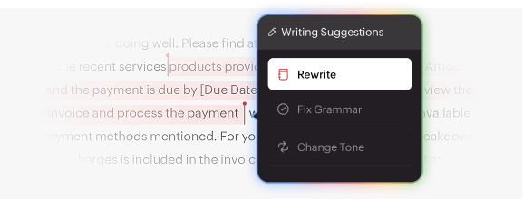 Writing assistant - AI and MCP | Zoho Inventory