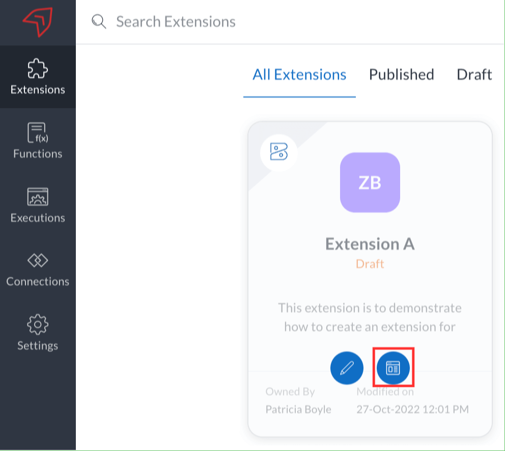 Click the Extension Details button