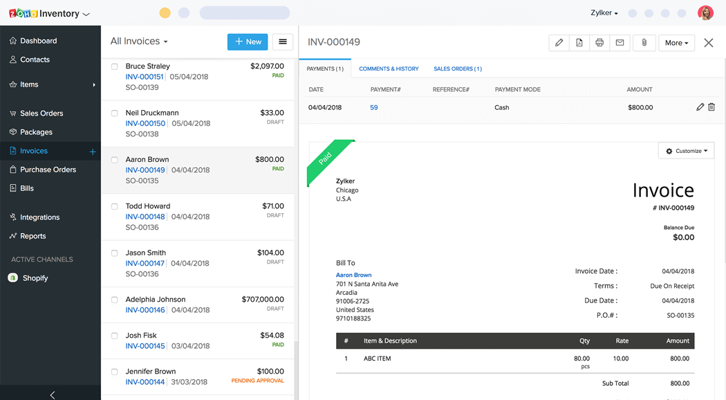 invoice and inventory program