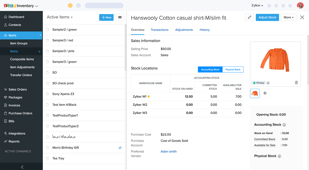 Manage stock across multiple warehouses with ease