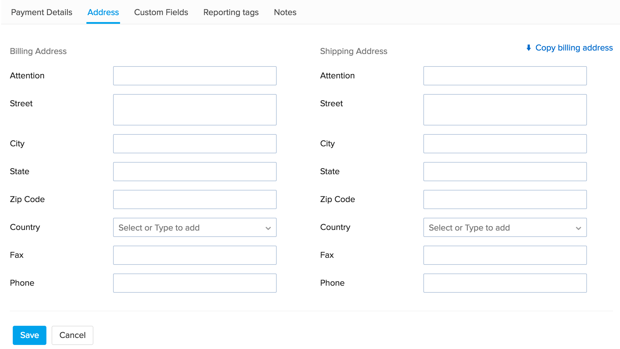 Contact address section