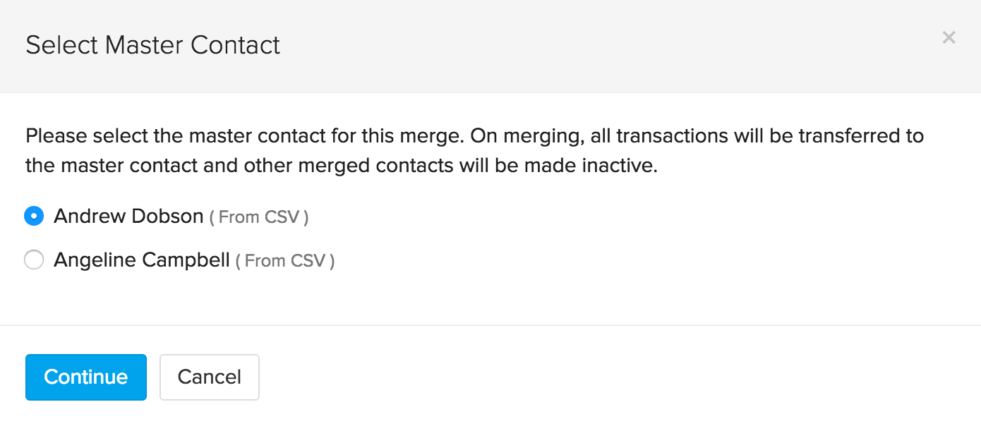 More Actions - Merge Contacts 2