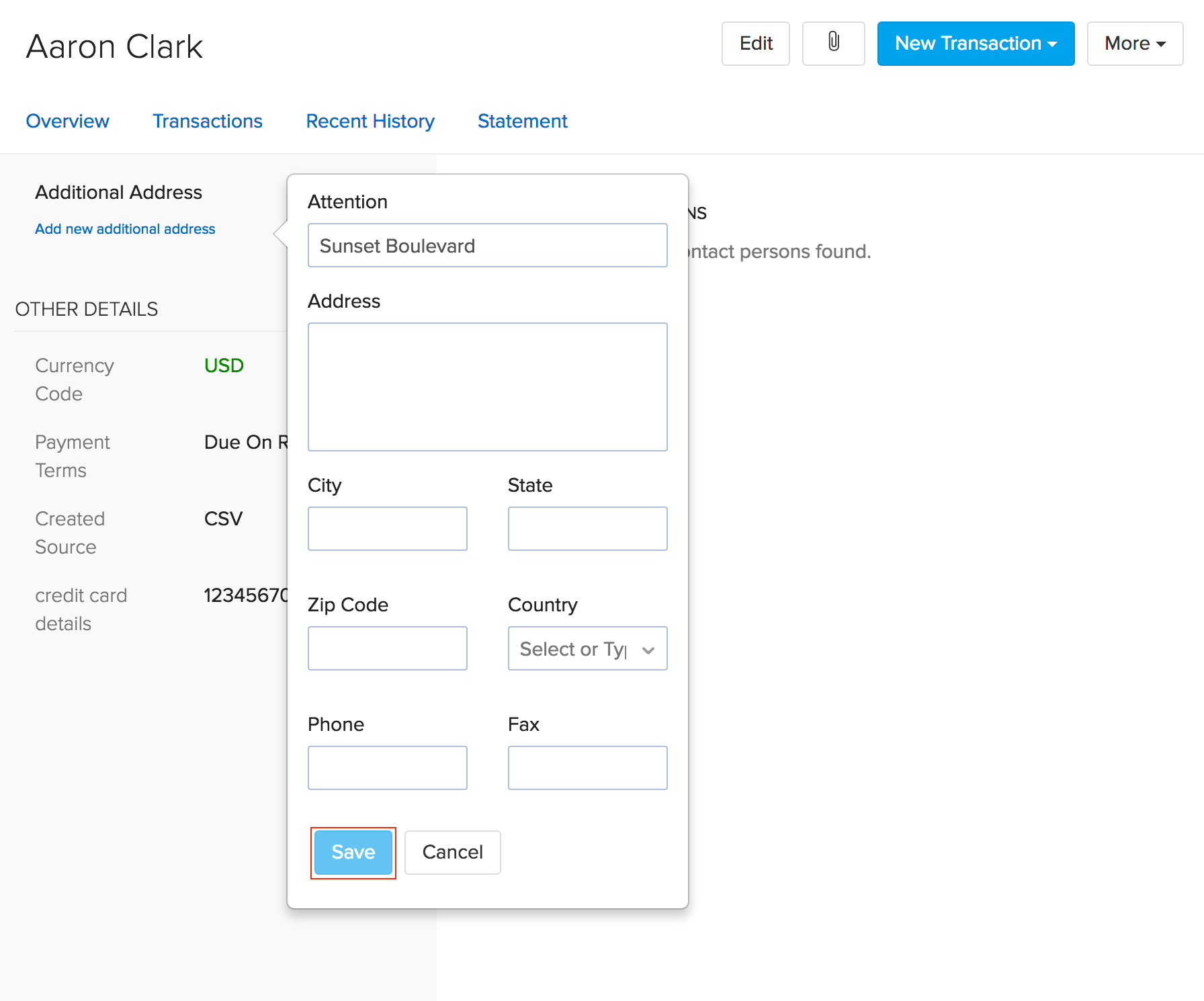 Zoho Inventory Managing Contacts
