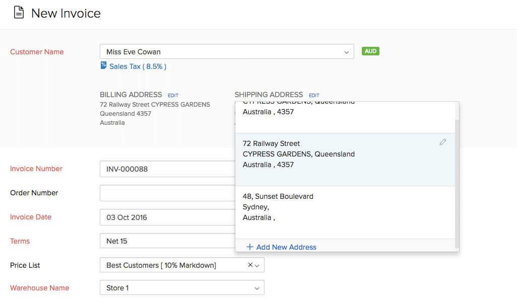 Zoho Inventory Managing Contacts