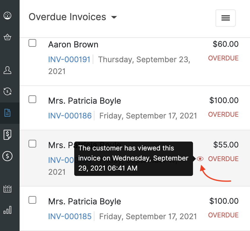 Customer viewing an invoice