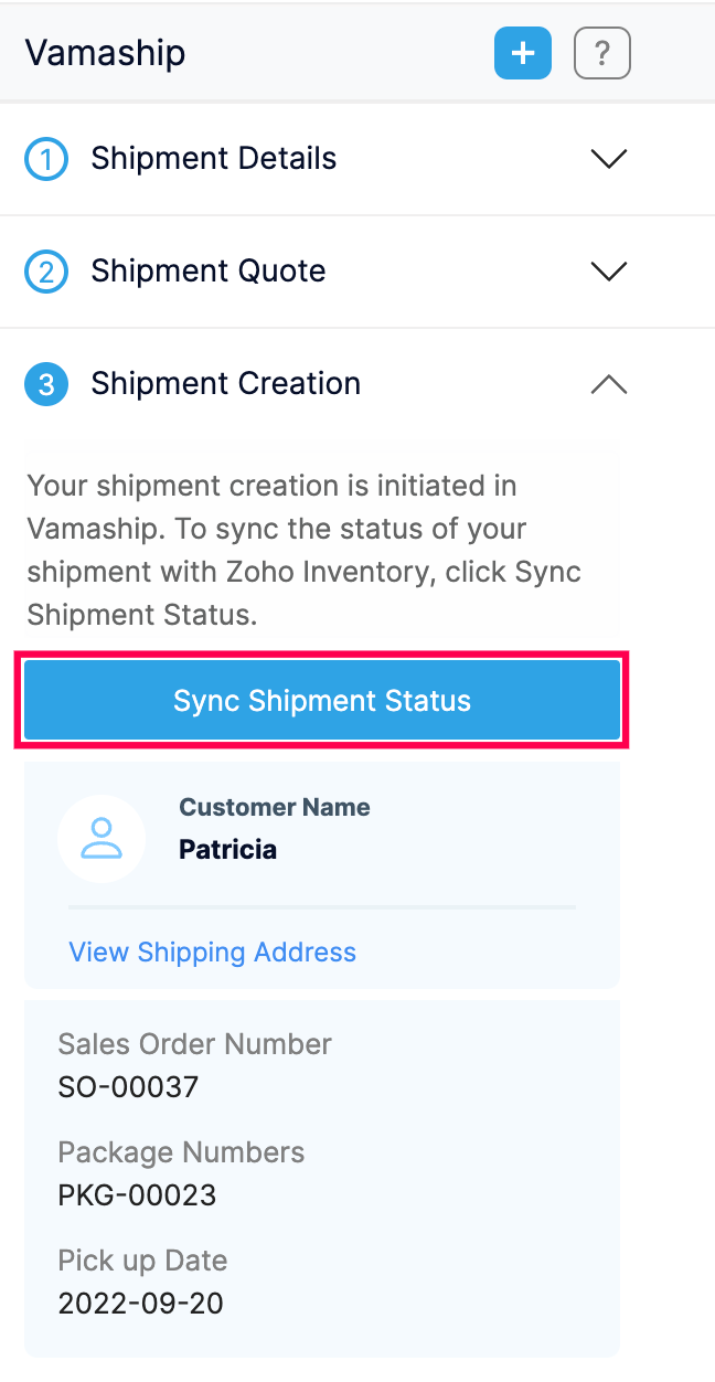 Sync shipment