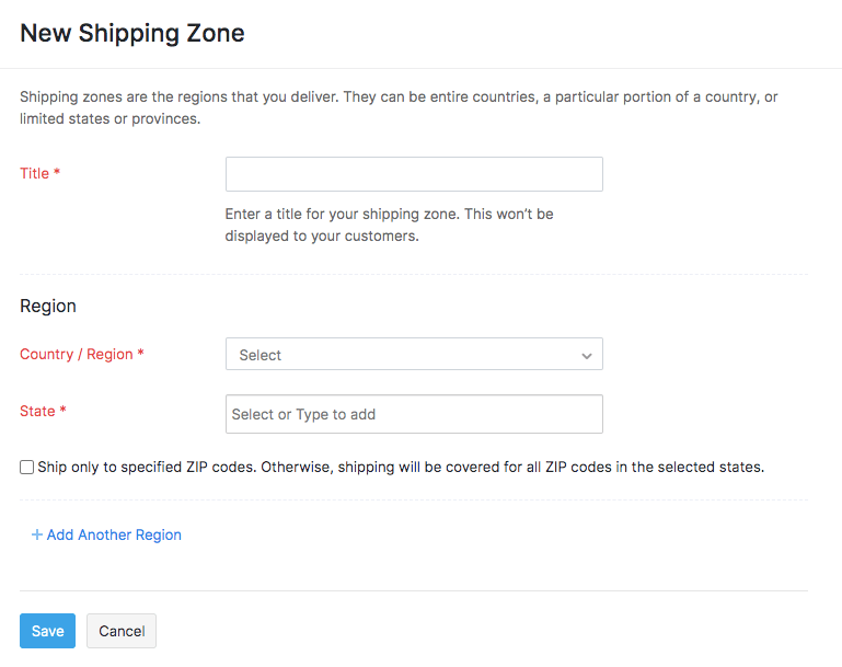 Add Shipping Zones