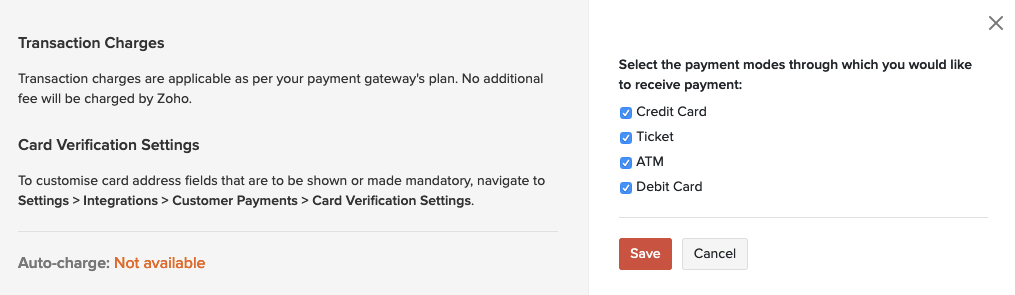 Mercado Pago payment modes