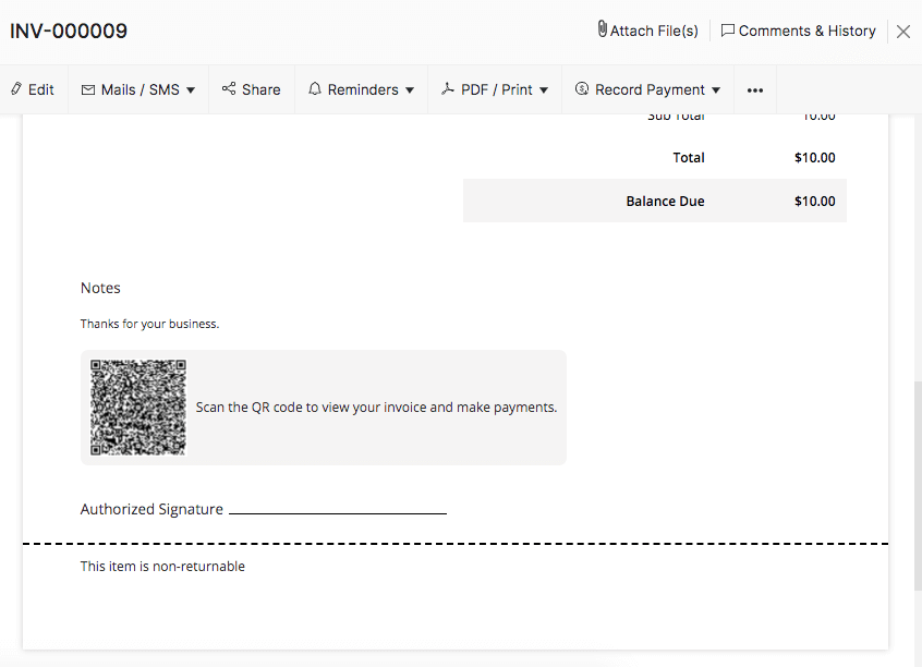 Invoice QR code