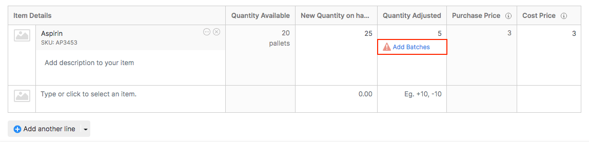 Batch item adjustment