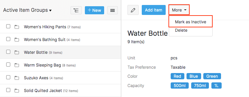 New Item Group - Mark as Inactive