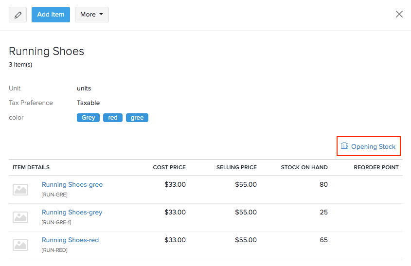 Opening stock distribution