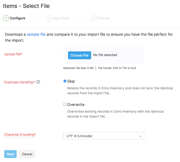 Items File Upload