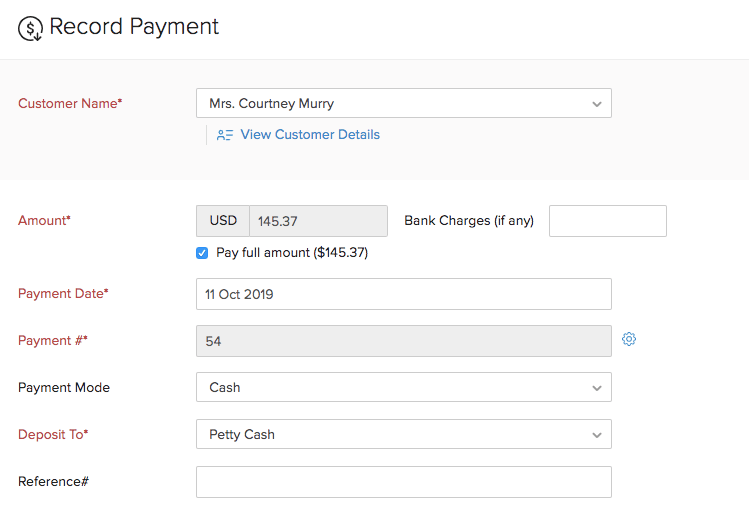 Record payments received 1
