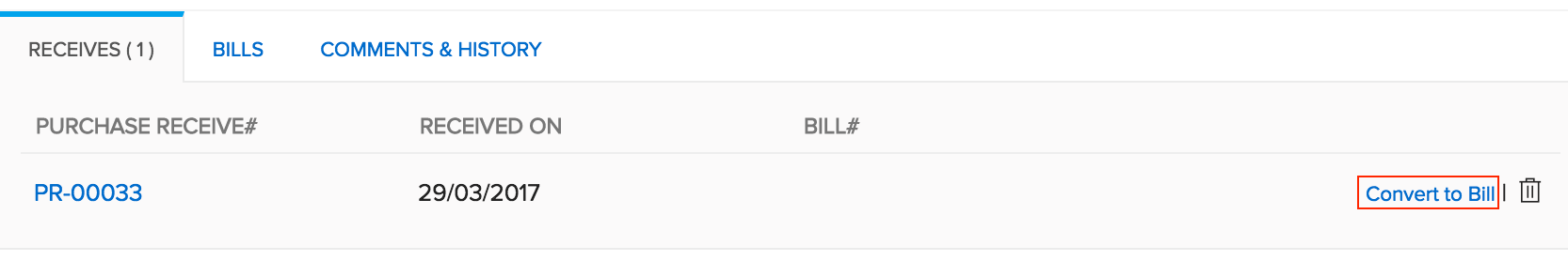 Convert to bill