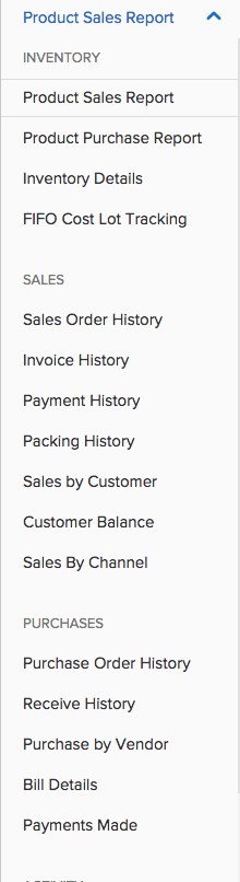 Image of choosing product sales report